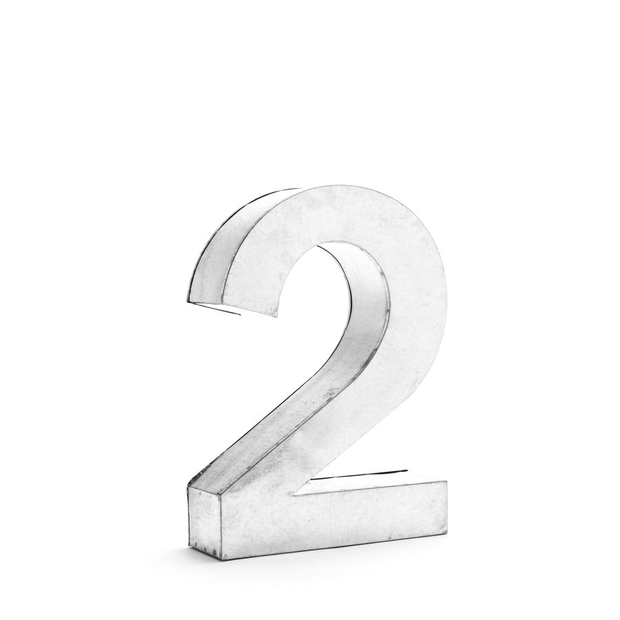 Aluminum Decorative Object Metalvetica Letter "2" by Seletti