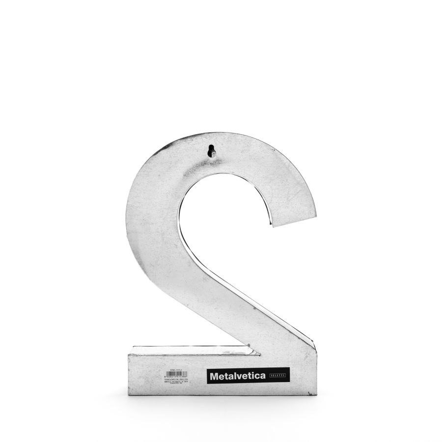 Aluminum Decorative Object Metalvetica Letter "2" by Seletti