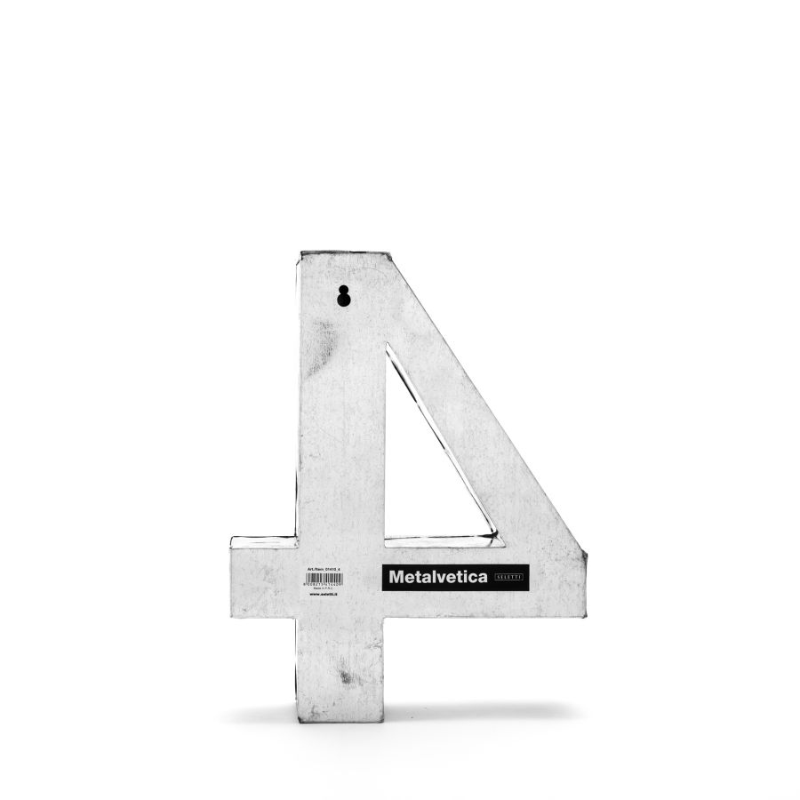 Aluminum Decorative Object Metalvetica Letter "4" by Seletti