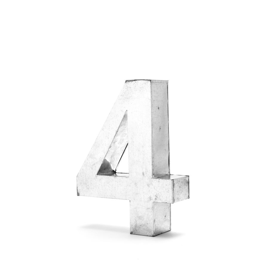 Aluminum Decorative Object Metalvetica Letter "4" by Seletti