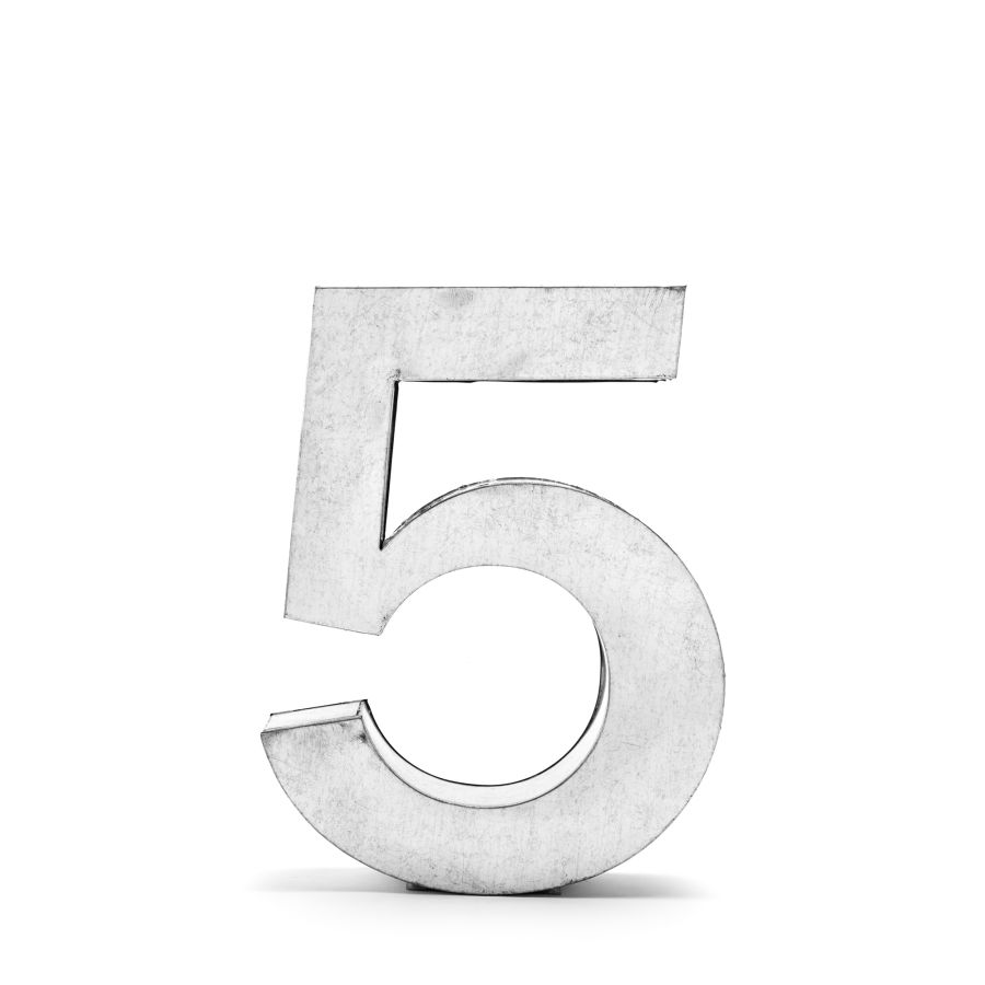 Aluminum Decorative Object Metalvetica Letter "5" by Seletti