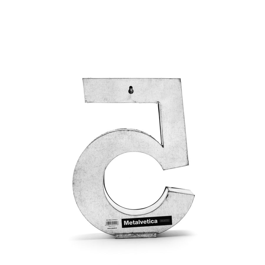 Aluminum Decorative Object Metalvetica Letter "5" by Seletti