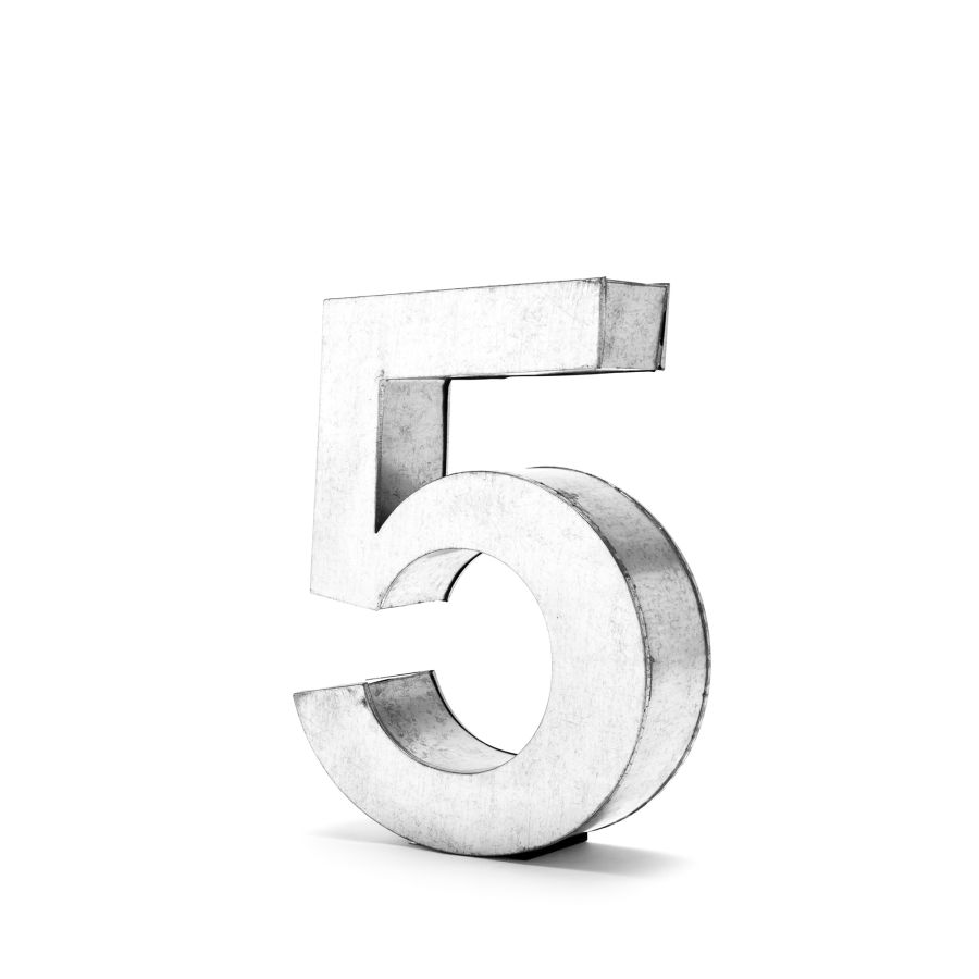 Aluminum Decorative Object Metalvetica Letter "5" by Seletti