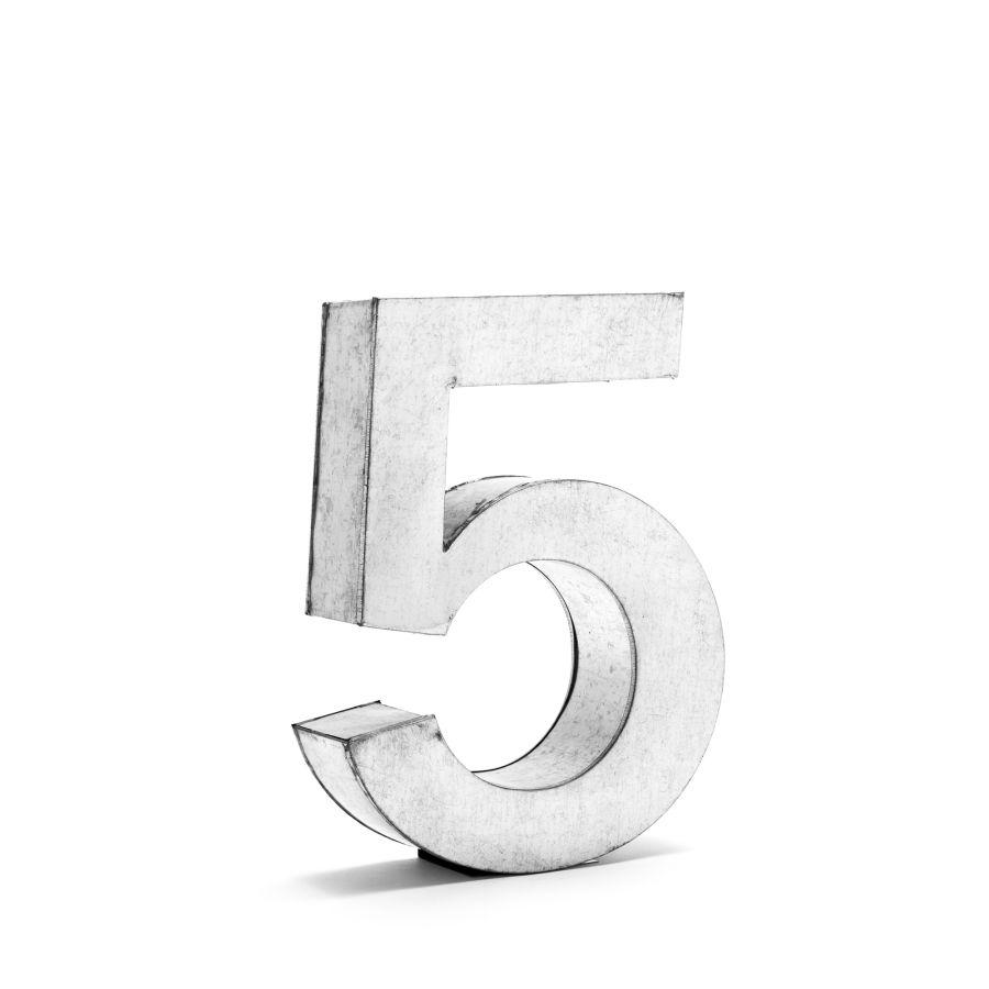 Aluminum Decorative Object Metalvetica Letter "5" by Seletti