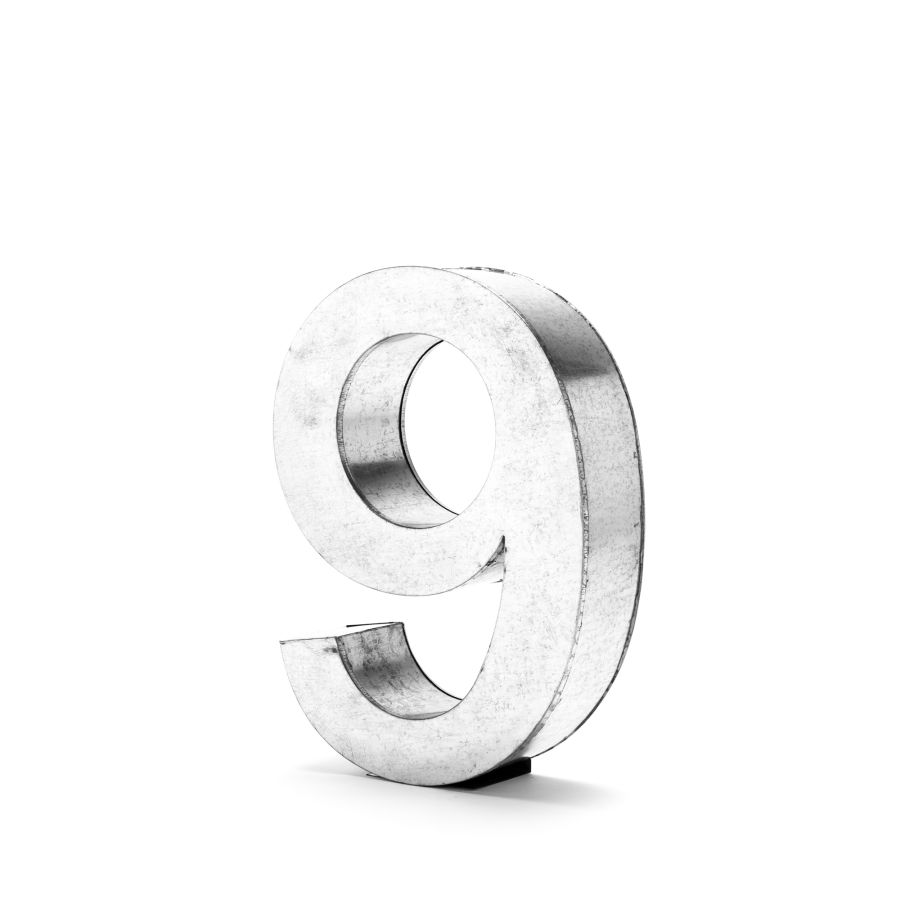 Aluminum Decorative Object Metalvetica Letter "9" by Seletti