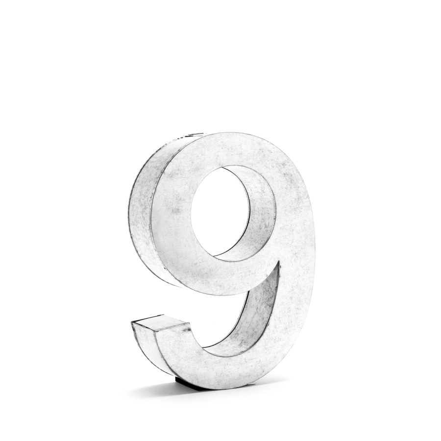 Aluminum Decorative Object Metalvetica Letter "9" by Seletti