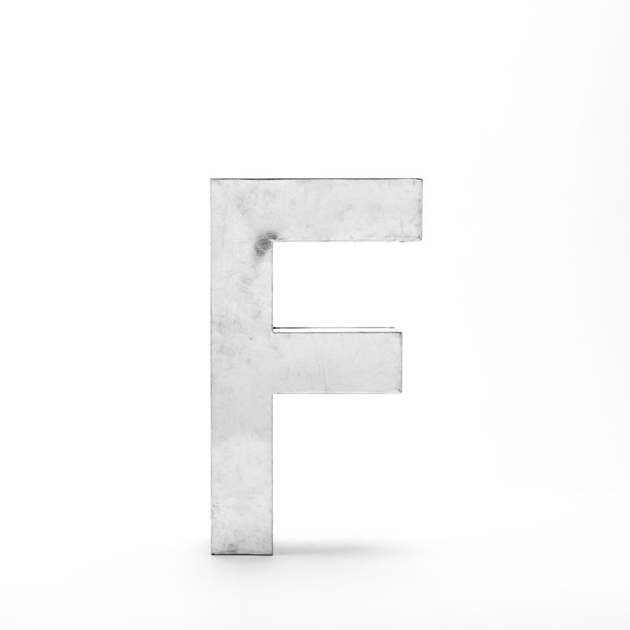 Aluminum Decorative Object Metalvetica Letter "F" by Seletti