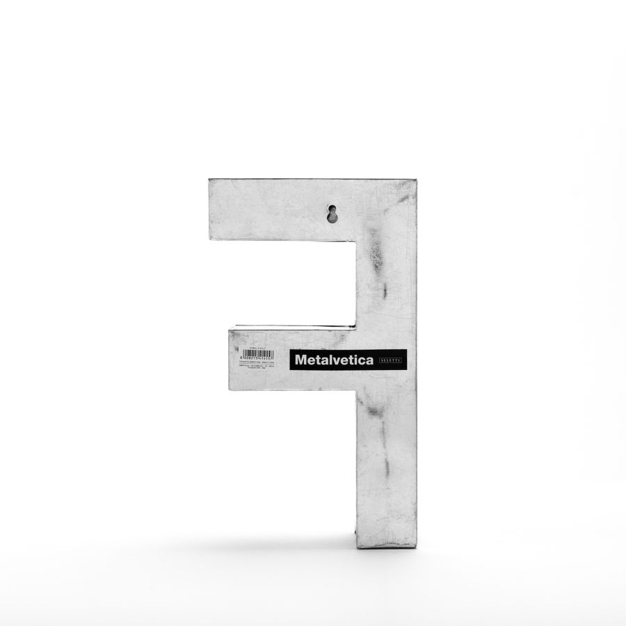 Aluminum Decorative Object Metalvetica Letter "F" by Seletti