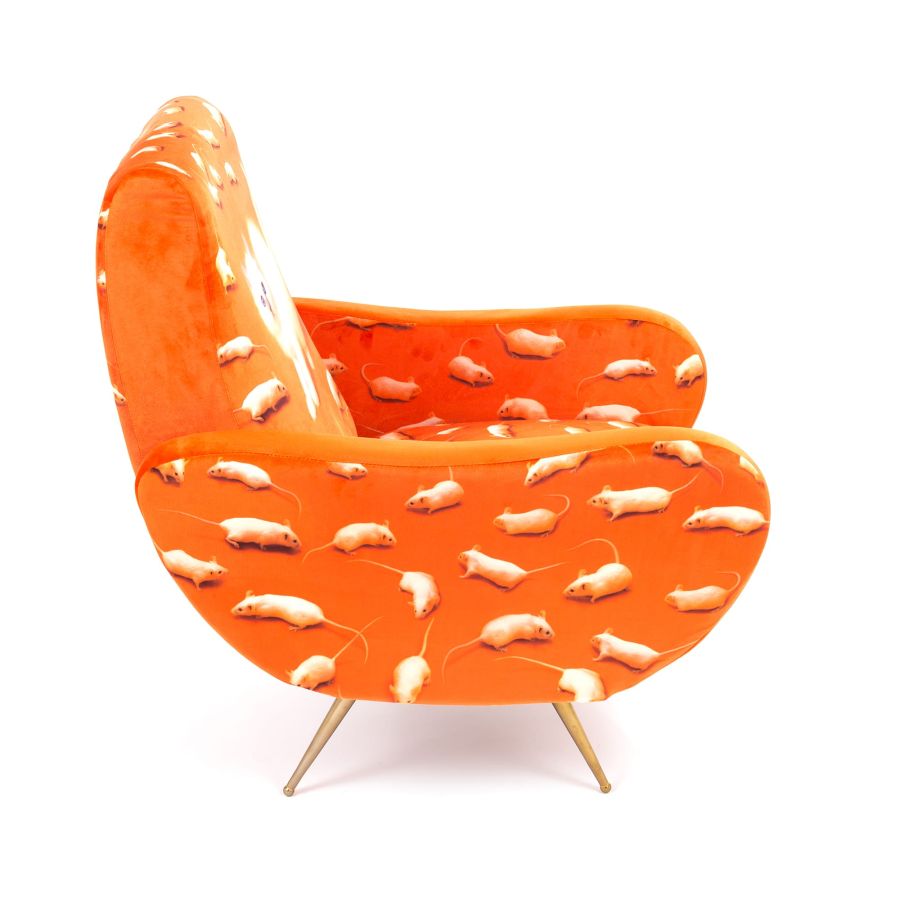 Fully Upholstered Fabric Armchair Kitten by Seletti