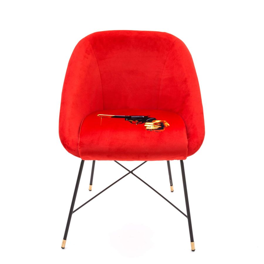 Fabric Fully Upholseted Padded Chair Revolver by Seletti