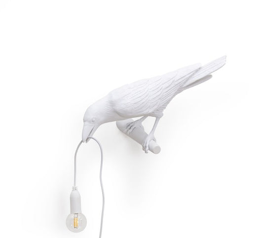 Bird Looking Left Wall Lamp Outdoors by Seletti #White