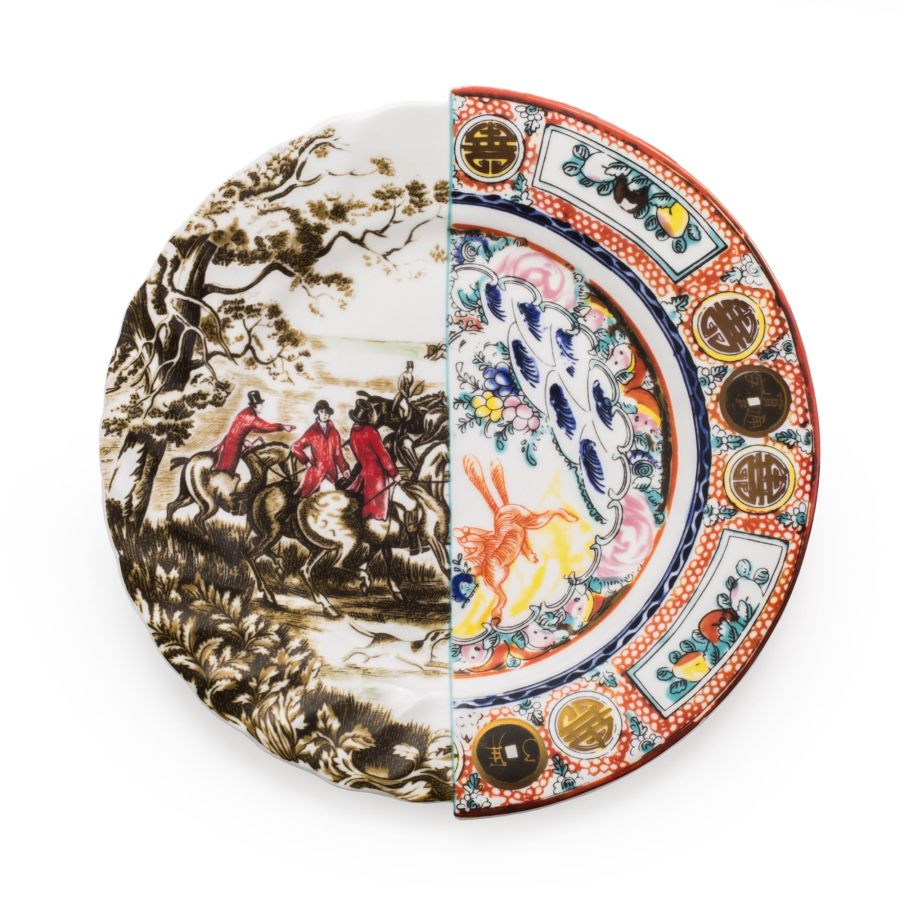 Round porcelain dinner plate HYBRID EUSAPIA by Seletti