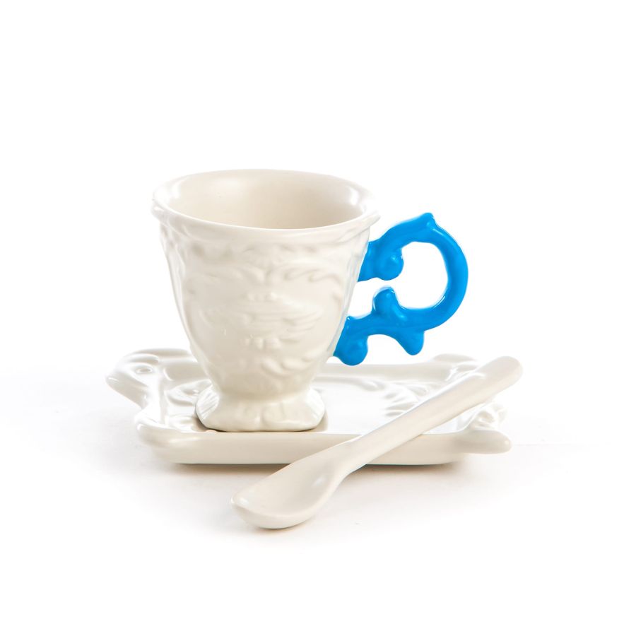 Fine Porcelain Coffee cup + saucer  + spoon I-WARES by Seletti #Blue