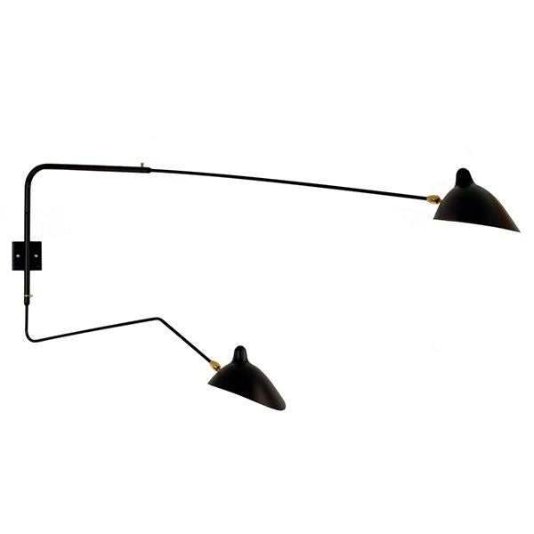 Applique 2 Wall Lamp Straight & Cracked by Serge Mouille #Black & Brass