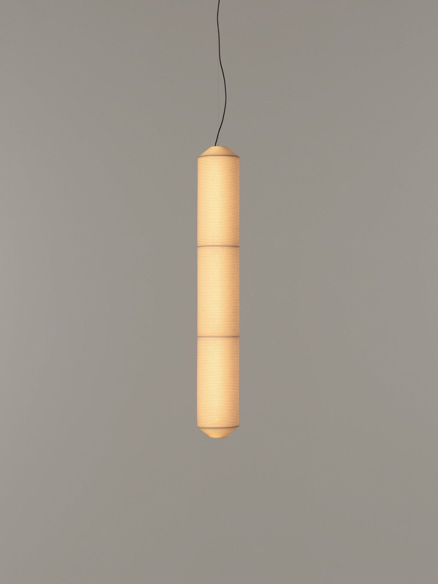 Tekiò Vertical - LED dimmable japanese paper pendant lamp by Santa & Cole