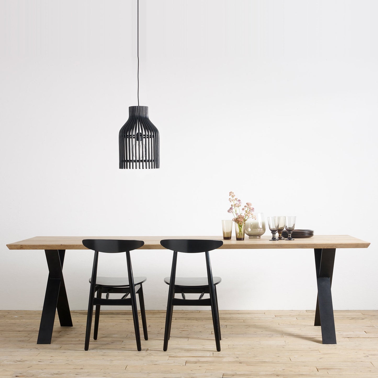 Rectangular Steel And Wood Table Albert X Base by Vincent Sheppard