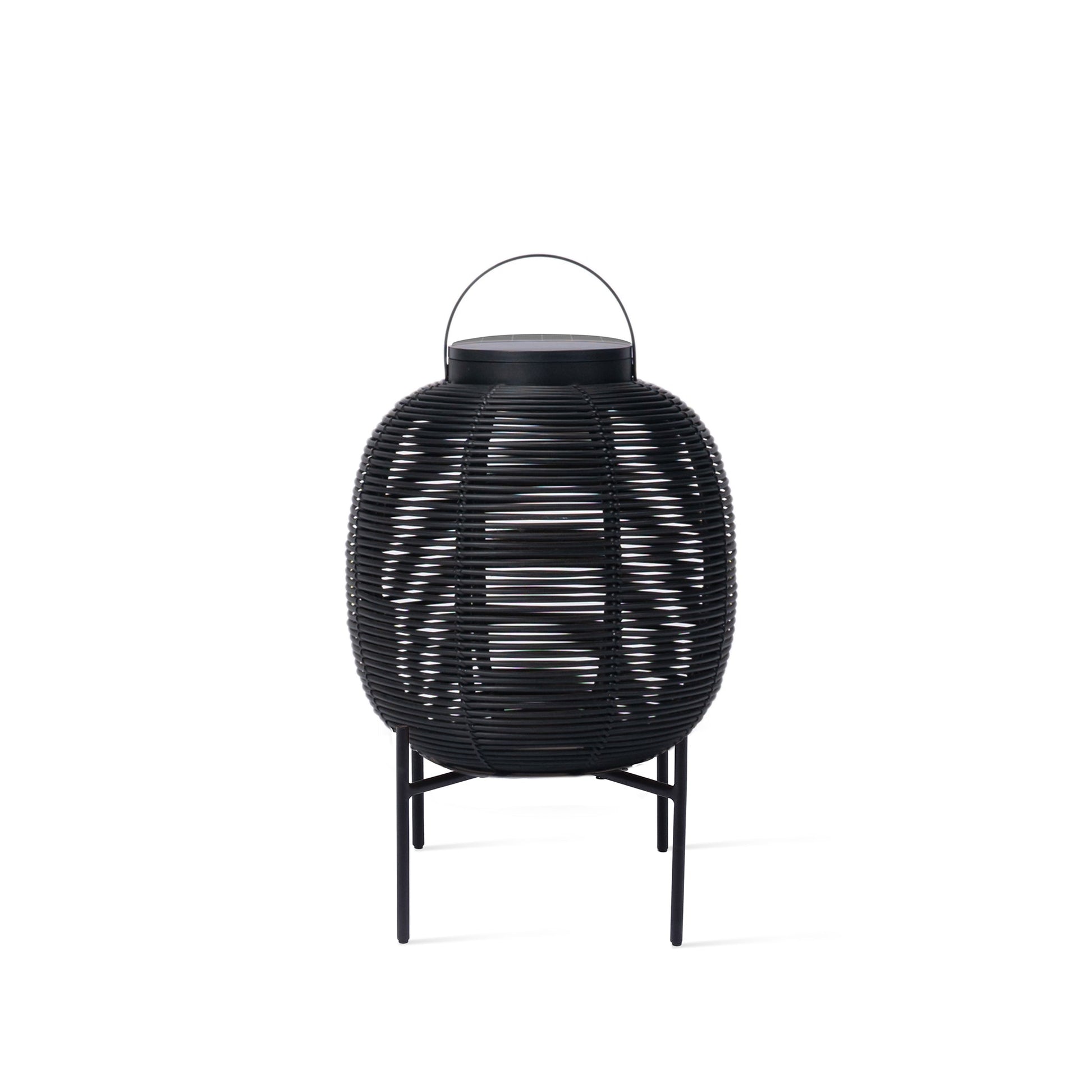 Solar powered wicker lantern with Steel Base TIKA by Vincent Sheppard #Black