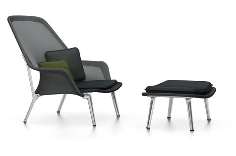 Slow Chair & Ottoman by Vitra #Tricot/ Black/ Polished