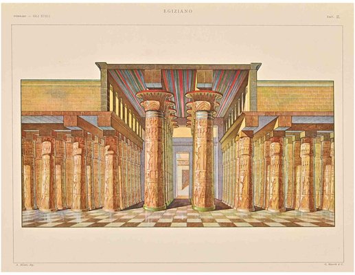 A. Alessio, Egyptian Temple, Chromolithograph, Early 20th Century-ZCI-1759154