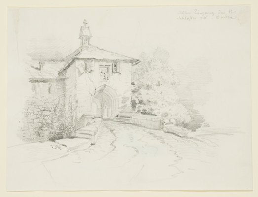 A. Bayer, Old Entrance of the Castle in Baden, 19th-century, Pencil-OJR-1273401