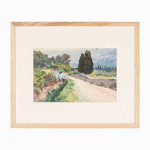 A. Chardeyron, Pines in the Field, 1928, Watercolor on Paper, Framed-GPP-1125790