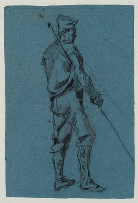 A. Fontaine, Figure Studies, Skipper and Shepherd, 19th-Century, Charcoal-OJR-1273456