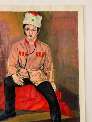 A Le Brun, Man in Traditional Soviet Costume, 1960s, Gouache on Paper-QKG-1363727