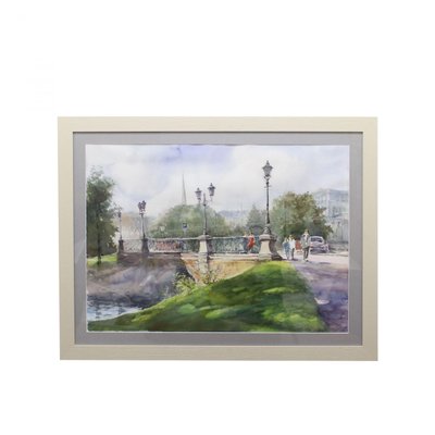 A. Neberekutin, Riga, Watercolor on Paper, Framed-WMV-1127725