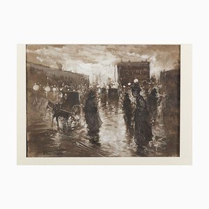 A Night in Paris - Original Mixed Media on Paper by P. Scoppetta - 1911 1911-ZCI-760263