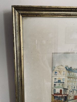 A. Paly, Parisian Street Scene with Berlin Bar, Watercolor, Framed-JO-1262557