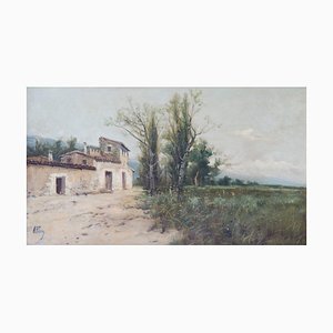 A. Piug, Landscape with Farmhouse and Wildflower Meadow, Late 19th or Early 20th Century, Spain-AOI-1106774