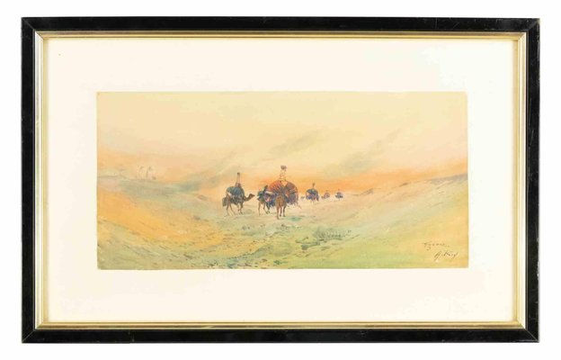 A. Roy, Arabic Desert, Drawing in Ink and Watercolor, Late 20th Century-ZCI-1760341