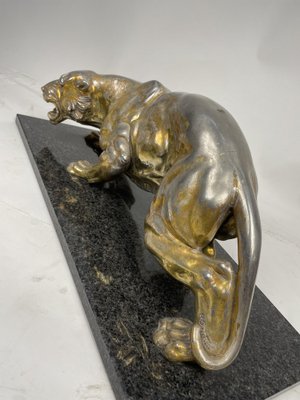 A. Santini, Jaguar, 1970s, Pewter with Marble and Granite Base-GKM-1811151