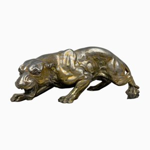 A. Santini, Jaguar, 1970s, Pewter with Marble and Granite Base-GKM-1811151