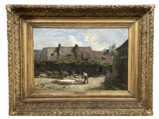 À.Ségé, Farmyard, 1800s, Oil on Canvas, Framed-XMH-1764427