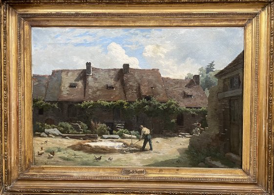 À.Ségé, Farmyard, 1800s, Oil on Canvas, Framed-XMH-1764427