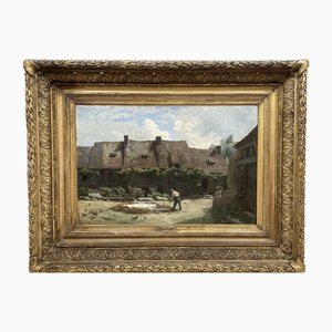 À.Ségé, Farmyard, 1800s, Oil on Canvas, Framed-XMH-1764427