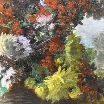 A. Sornay, Chrysanthemums and Daisies, Oil on Canvas, 19th Century, Framed-YVI-1768943