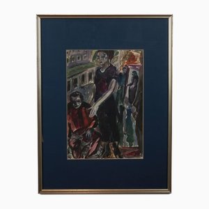 A. Zardinsh, Scene on the Street, 1935-1937, Watercolor and Gouache, Framed-WMV-1129690