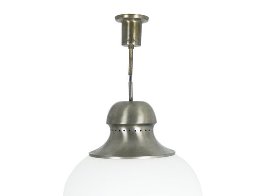 A298 Pendant Lamp in Nickel-Plated Brass and Opaline Glass from Candle, 1960s-RD-1823037