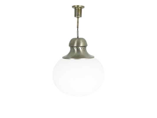 A298 Pendant Lamp in Nickel-Plated Brass and Opaline Glass from Candle, 1960s-RD-1823037