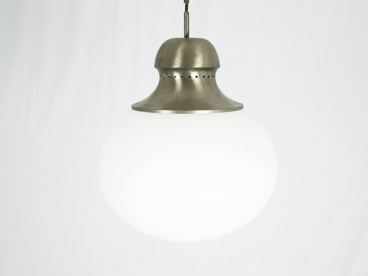 A298 Pendant Lamp in Nickel-Plated Brass and Opaline Glass from Candle, 1960s-RD-1823037