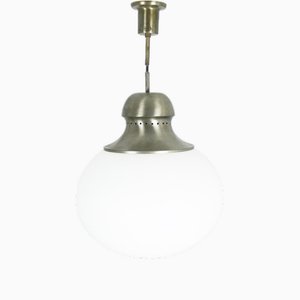 A298 Pendant Lamp in Nickel-Plated Brass and Opaline Glass from Candle, 1960s-RD-1823037