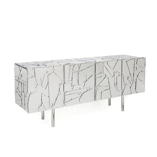 Scrigno - Glass Low sideboard by Edra #Coloreflex | Silver / without drawer