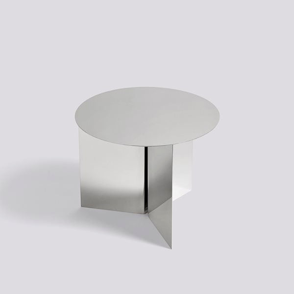 Slit Round Side Table by Hay #H35 x W45 x L45 / mirror-polished-stainless-steel