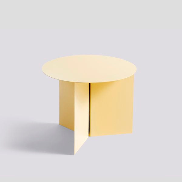 Slit Round Side Table by Hay #H35 x W45 x L45 / light-yellow-powder-coated-steel