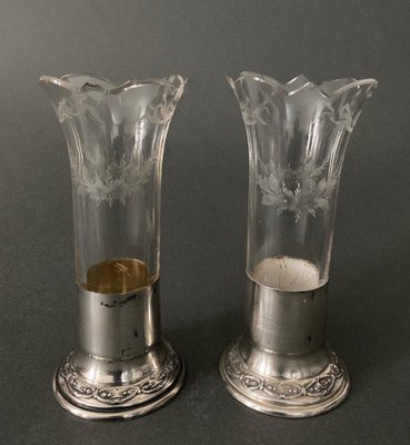 Ab Goldsmith Soliflore Tealight Holders with Minerva Silver Base, Set of 2-QKG-1704411