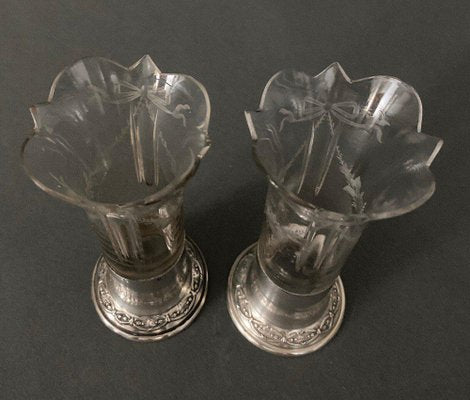 Ab Goldsmith Soliflore Tealight Holders with Minerva Silver Base, Set of 2-QKG-1704411