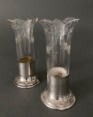 Ab Goldsmith Soliflore Tealight Holders with Minerva Silver Base, Set of 2-QKG-1704411