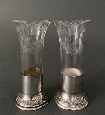 Ab Goldsmith Soliflore Tealight Holders with Minerva Silver Base, Set of 2-QKG-1704411